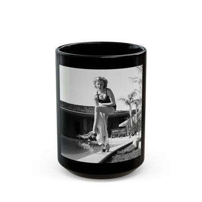 Rhonda Fleming #176 (Vintage Female Icon) Black Coffee Mug-15oz-Go Mug Yourself