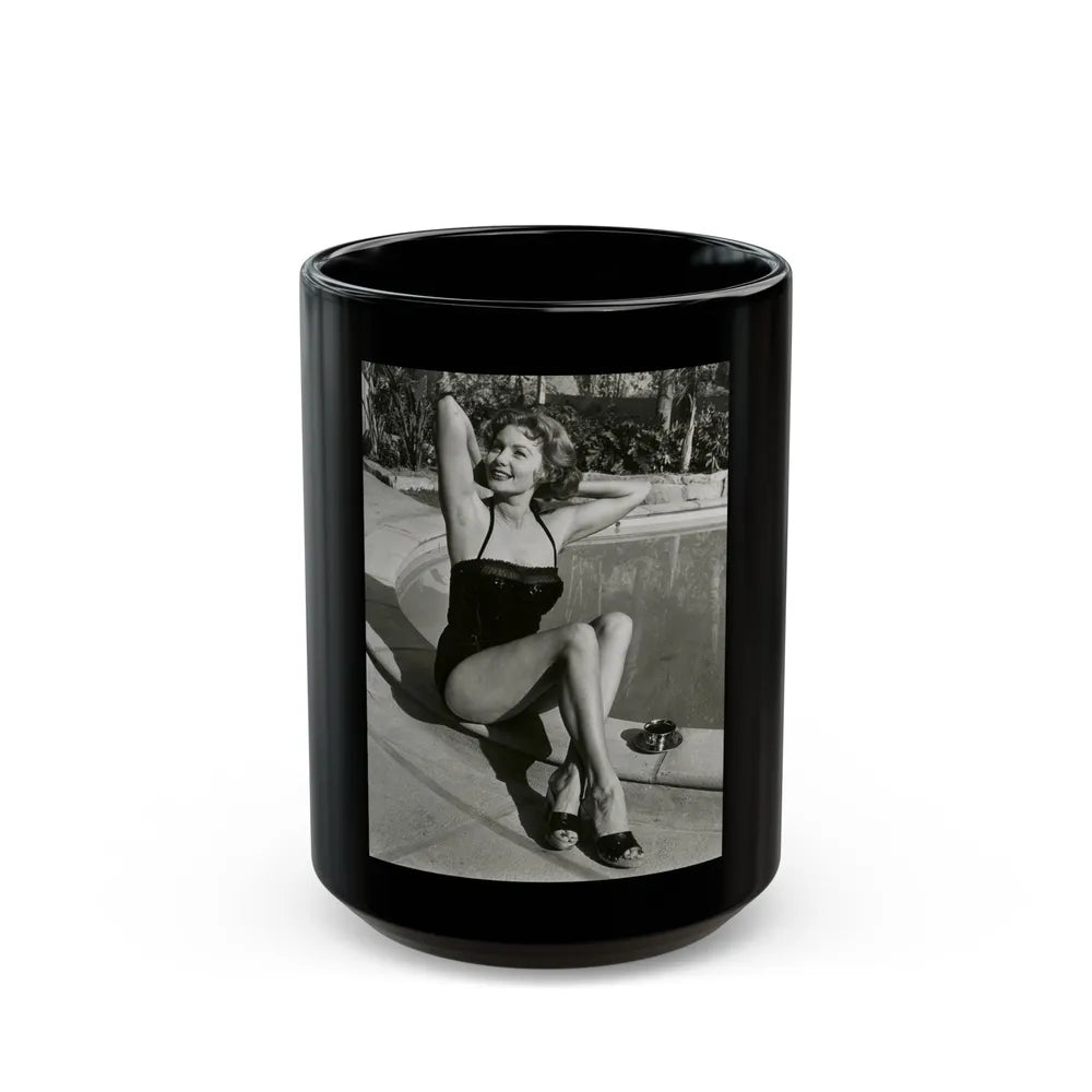 Rhonda Fleming #185 (Vintage Female Icon) Black Coffee Mug-15oz-Go Mug Yourself