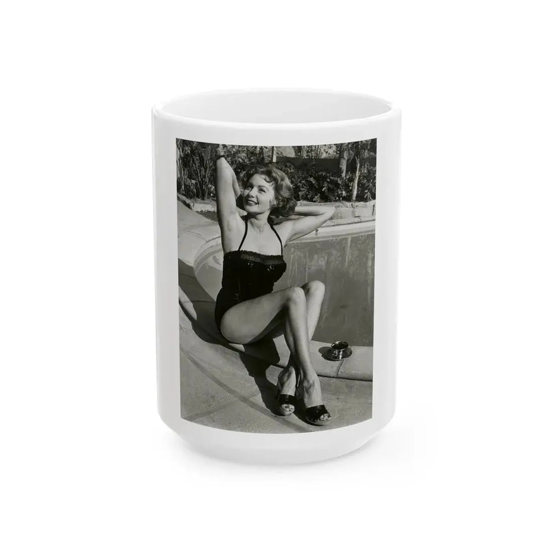 Rhonda Fleming #185 (Vintage Female Icon) White Coffee Mug 15oz - Go Mug Yourself