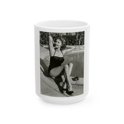 Rhonda Fleming #185 (Vintage Female Icon) White Coffee Mug 15oz - Go Mug Yourself