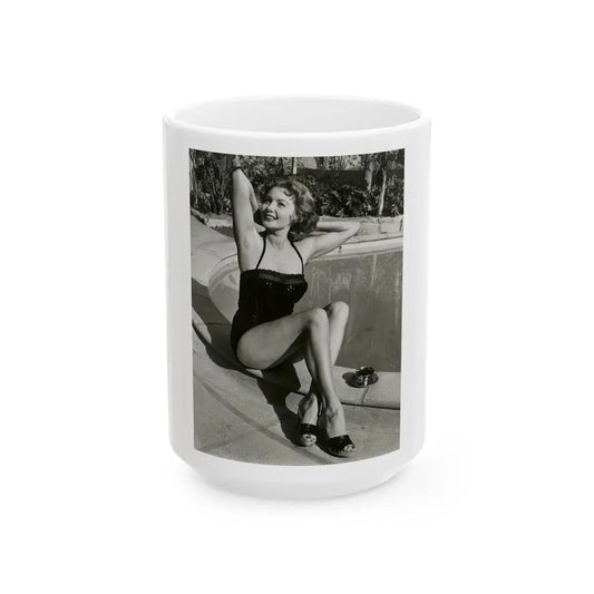 Rhonda Fleming #185 (Vintage Female Icon) White Coffee Mug 15oz - Go Mug Yourself