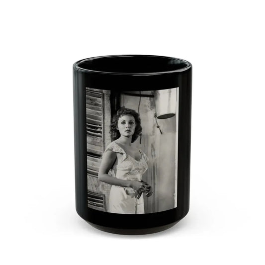 Rhonda Fleming #186 (Vintage Female Icon) Black Coffee Mug 15oz - Go Mug Yourself