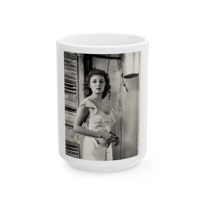 Rhonda Fleming #186 (Vintage Female Icon) White Coffee Mug 15oz - Go Mug Yourself