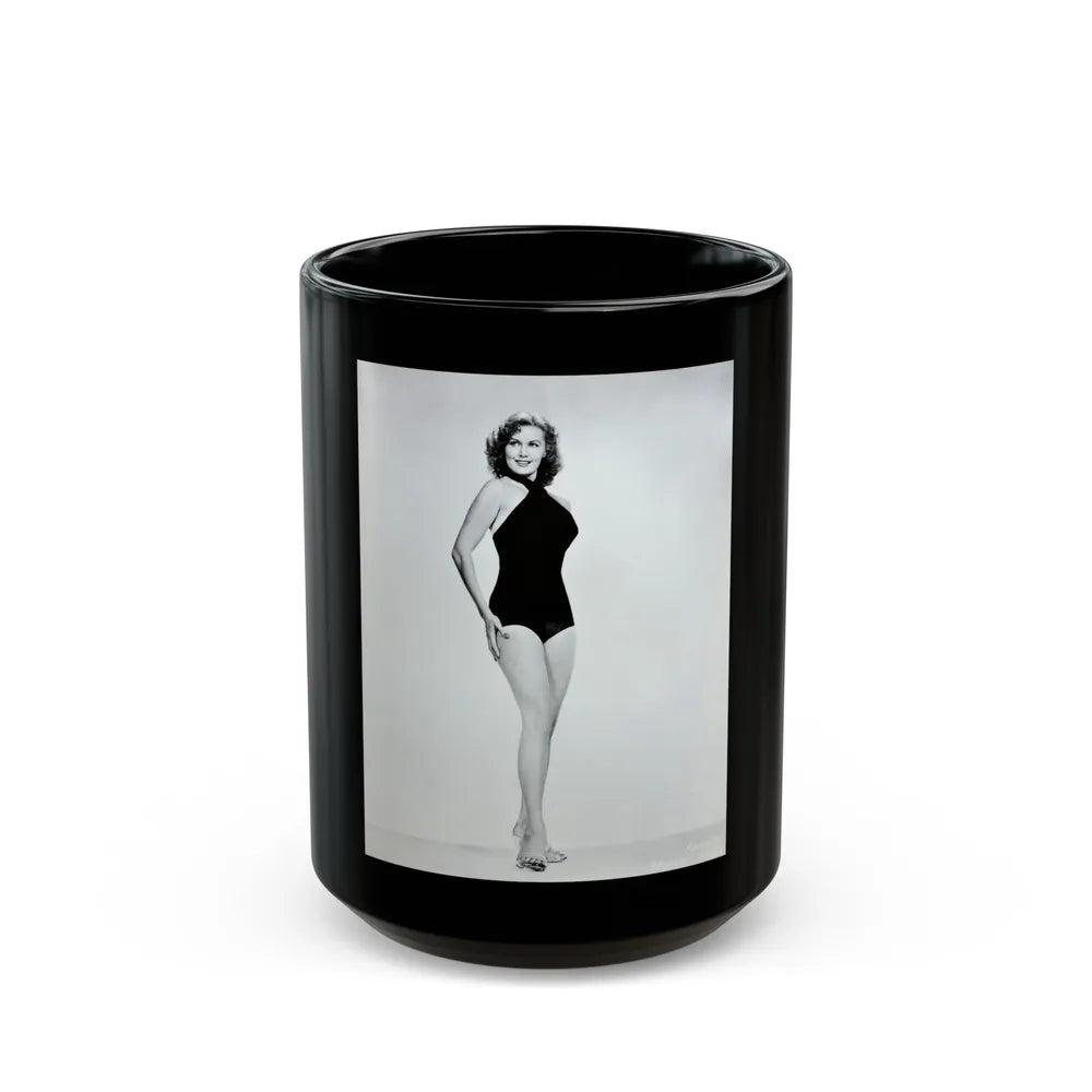 Rhonda Fleming #195 (Vintage Female Icon) Black Coffee Mug-15oz-Go Mug Yourself