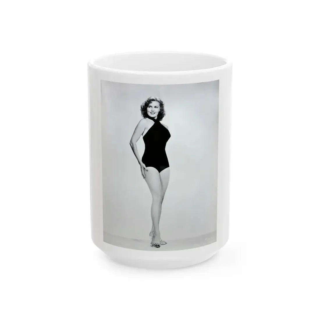 Rhonda Fleming #195 (Vintage Female Icon) White Coffee Mug 15oz - Go Mug Yourself