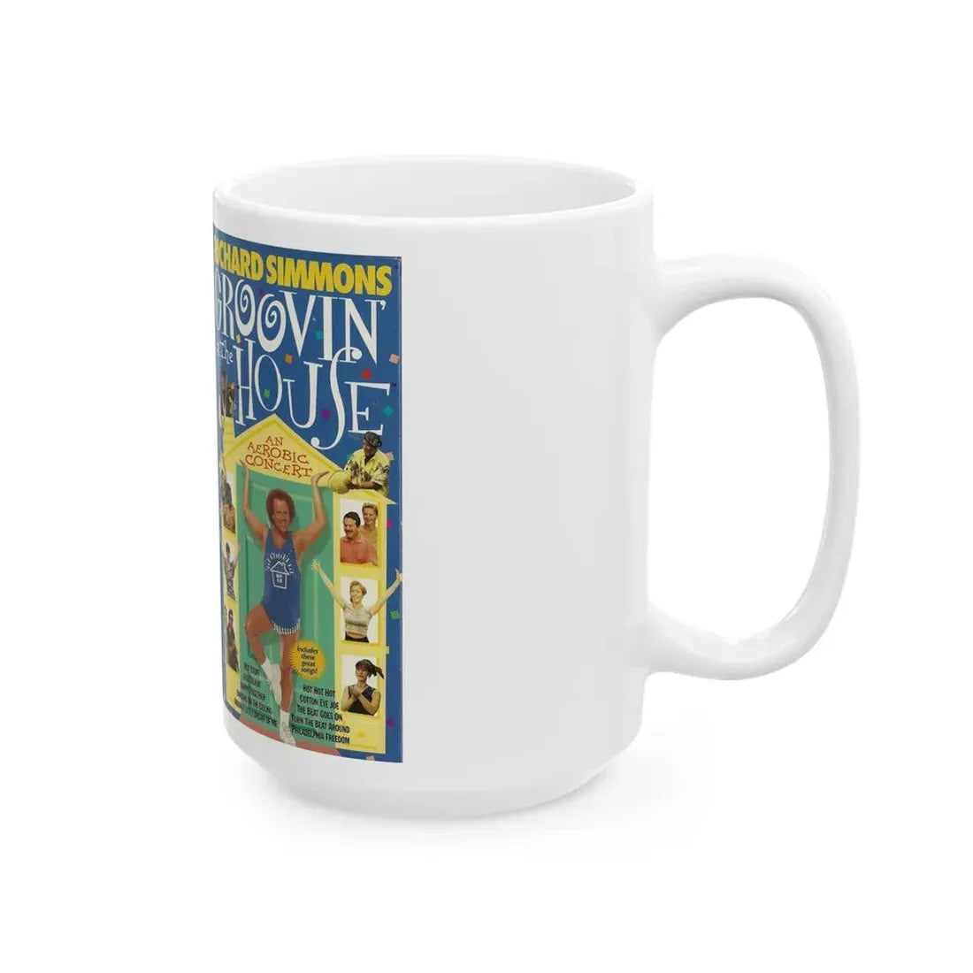 RICHARD SIMMONS GROOVIN IN THE HOUSE (VHS COVER) - White Coffee Mug - Go Mug Yourself