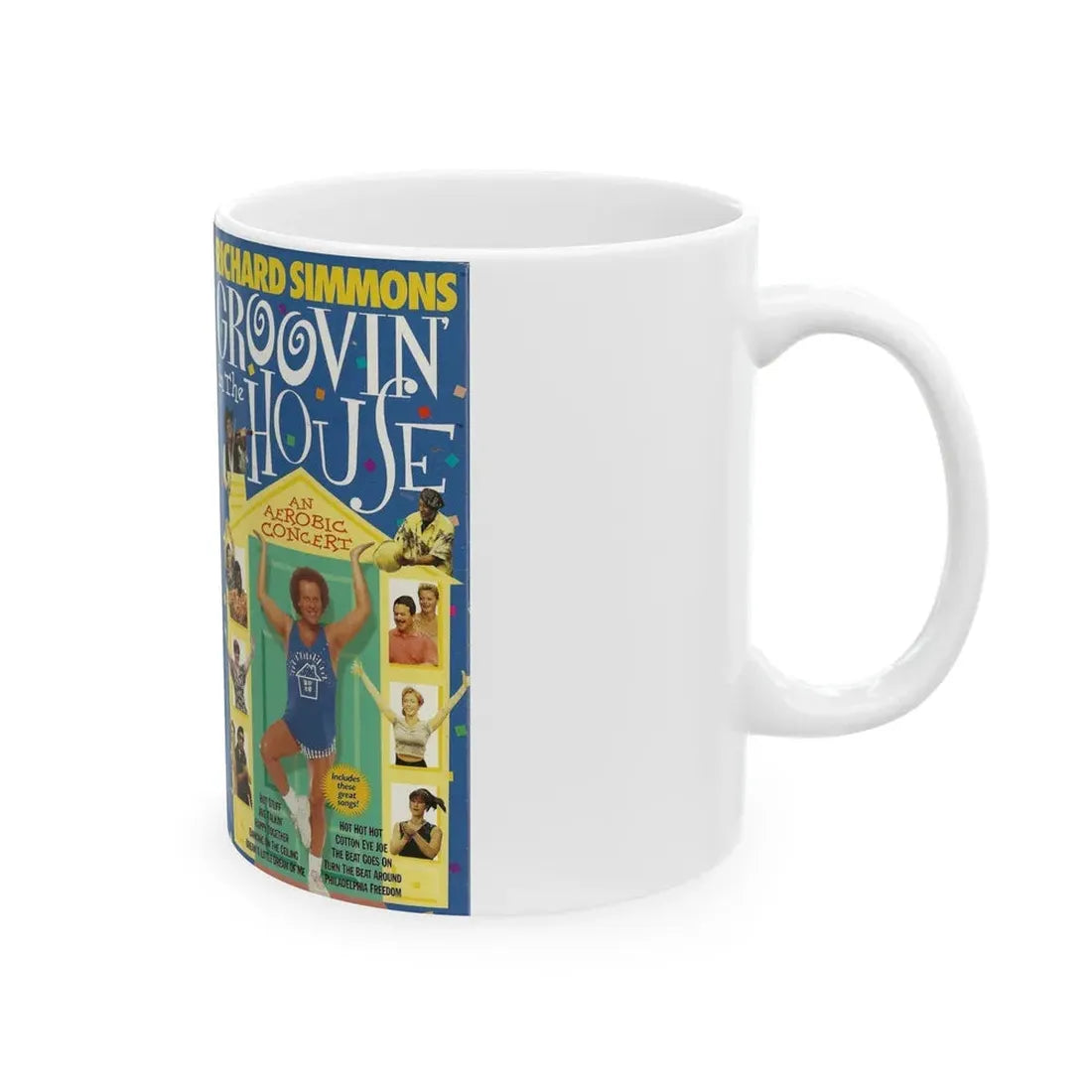 RICHARD SIMMONS GROOVIN IN THE HOUSE (VHS COVER) - White Coffee Mug - Go Mug Yourself