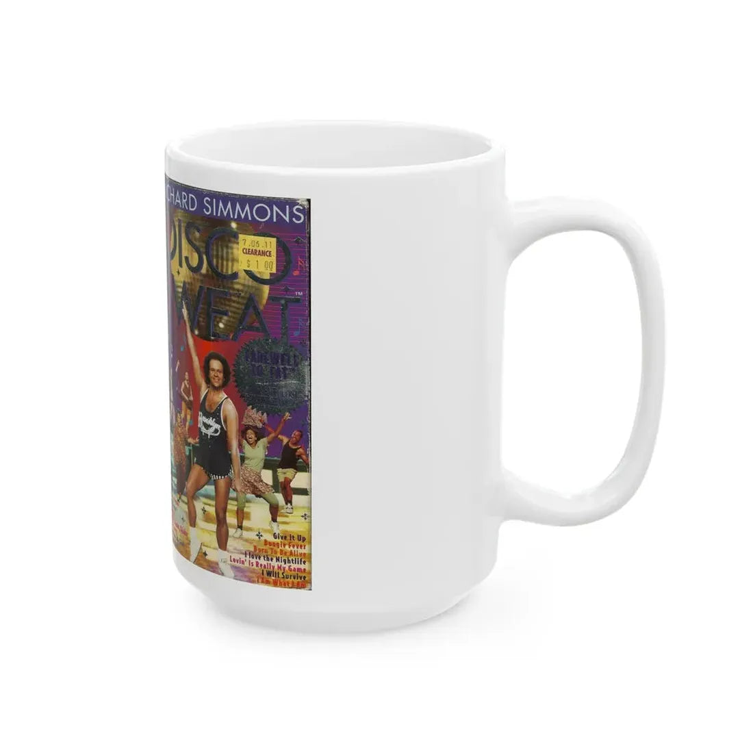 RICHARD SIMONS DISCO SWEAT (VHS COVER) - White Coffee Mug - Go Mug Yourself