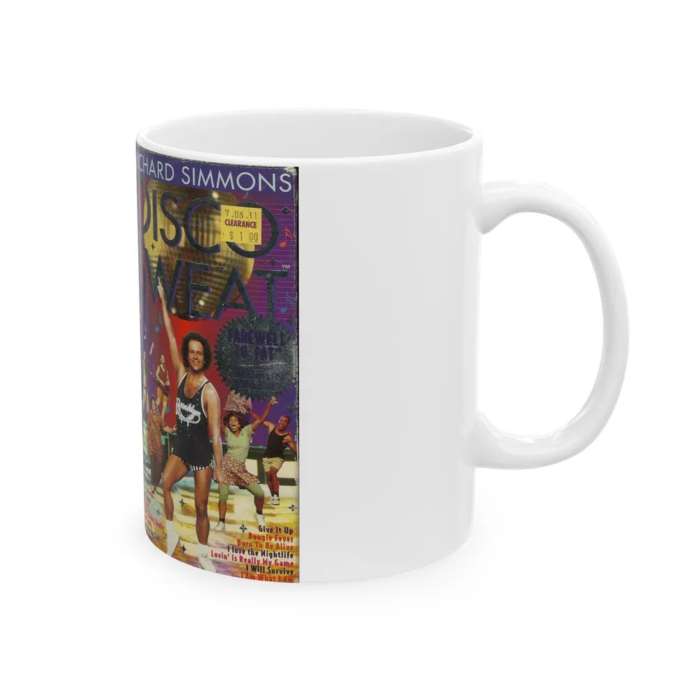 RICHARD SIMONS DISCO SWEAT (VHS COVER) - White Coffee Mug-Go Mug Yourself