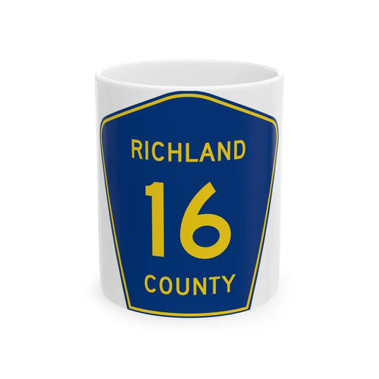 Richland County Route 16 ND (North Dakota) (Road Sign) White Coffee Mug 11oz - Go Mug Yourself