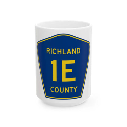 Richland County Route 1E ND (North Dakota) (Road Sign) White Coffee Mug 15oz - Go Mug Yourself