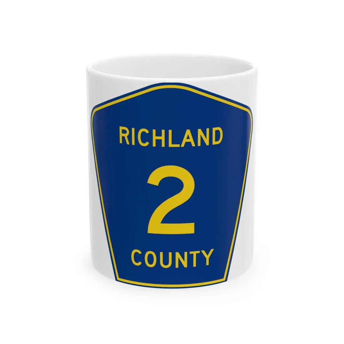 Richland County Route 2 ND (North Dakota) (Road Sign) White Coffee Mug 11oz - Go Mug Yourself