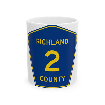 Richland County Route 2 ND (North Dakota) (Road Sign) White Coffee Mug 11oz - Go Mug Yourself