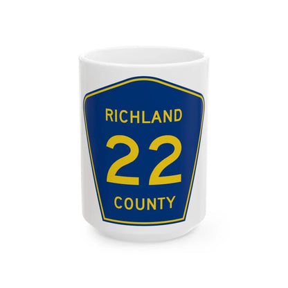 Richland County Route 22 ND (North Dakota) (Road Sign) White Coffee Mug 15oz - Go Mug Yourself