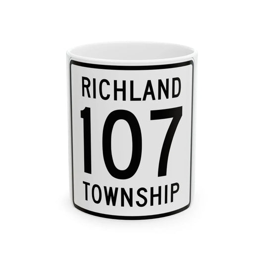 Richland Township Route 107 Logan County Ohio (Ohio) (Road Sign) White Coffee Mug 11oz - Go Mug Yourself