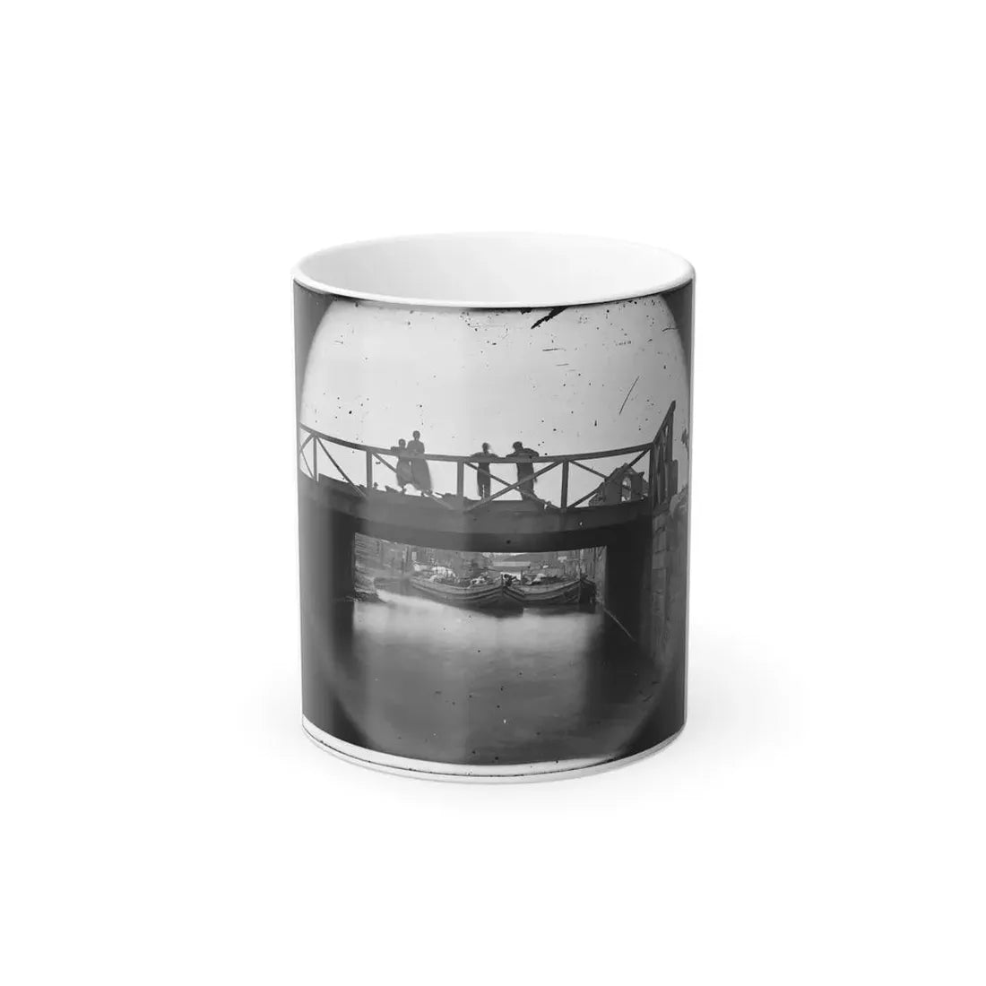 Richmond, Va. Bridge Over the Canal; Barges Beyond (U.S. Civil War) Color Changing Coffee Mug 11oz Default Title 11oz - Go Mug Yourself