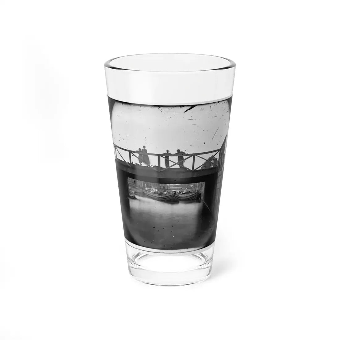 Richmond, Va. Bridge Over The Canal; Barges Beyond (U.S. Civil War) Pint Glass 16oz 16oz - Go Mug Yourself