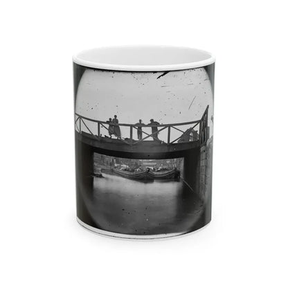Richmond, Va. Bridge Over The Canal; Barges Beyond (U.S. Civil War) White Coffee Mug 11oz - Go Mug Yourself