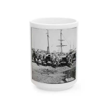 Richmond, Va. Captured Siege Guns At Rocketts; Different View 002 (U.S. Civil War) White Coffee Mug 15oz - Go Mug Yourself