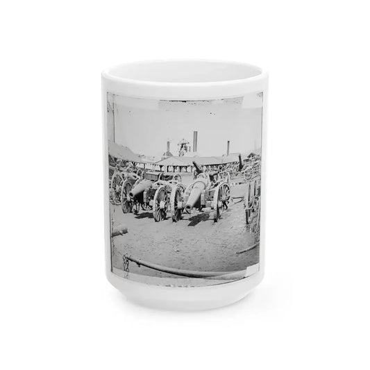Richmond, Va. Captured Siege Guns At Rocketts (U.S. Civil War) White Coffee Mug 15oz - Go Mug Yourself