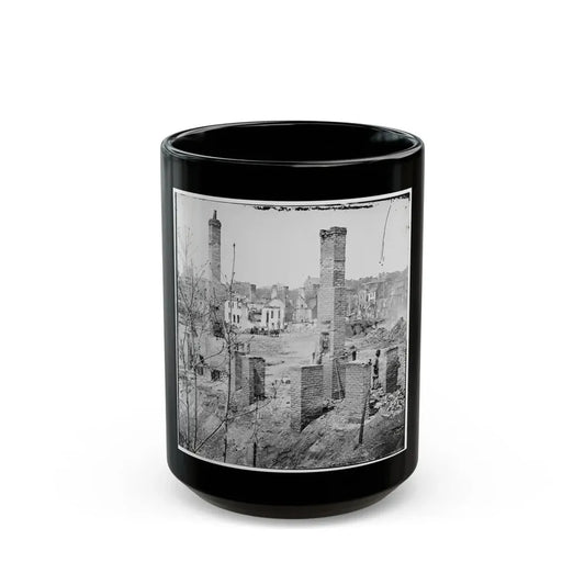 Richmond, Va. Chimneys Standing In The Burned District (U.S. Civil War) Black Coffee Mug 15oz - Go Mug Yourself
