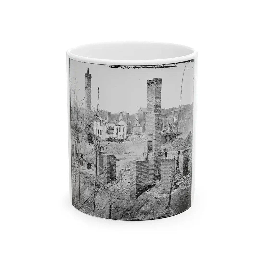 Richmond, Va. Chimneys Standing In The Burned District (U.S. Civil War) White Coffee Mug 11oz - Go Mug Yourself