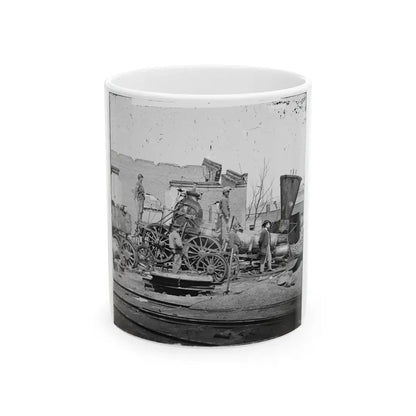 Richmond, Va. Crippled Locomotive, Richmond & Petersburg Railroad Depot (U.S. Civil War) White Coffee Mug 11oz - Go Mug Yourself
