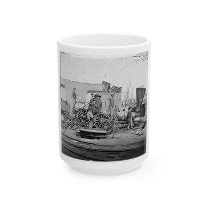 Richmond, Va. Crippled Locomotive, Richmond & Petersburg Railroad Depot (U.S. Civil War) White Coffee Mug 15oz - Go Mug Yourself