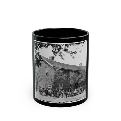 Richmond, Va. Crowd Before Headquarters Of The U.S. Christian Commission (U.S. Civil War) Black Coffee Mug 11oz - Go Mug Yourself