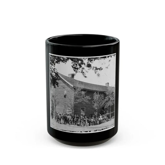 Richmond, Va. Crowd Before Headquarters Of The U.S. Christian Commission (U.S. Civil War) Black Coffee Mug 15oz - Go Mug Yourself