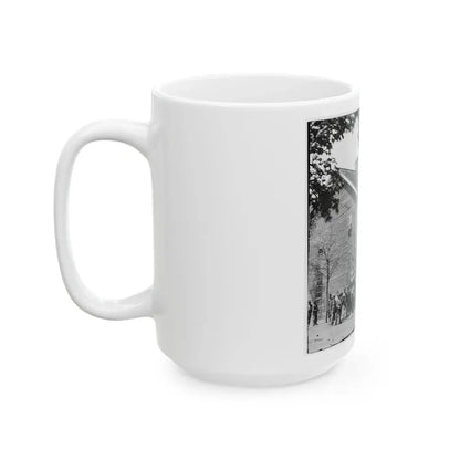 Richmond, Va. Crowd Before Headquarters Of The U.S. Christian Commission (U.S. Civil War) White Coffee Mug - Go Mug Yourself