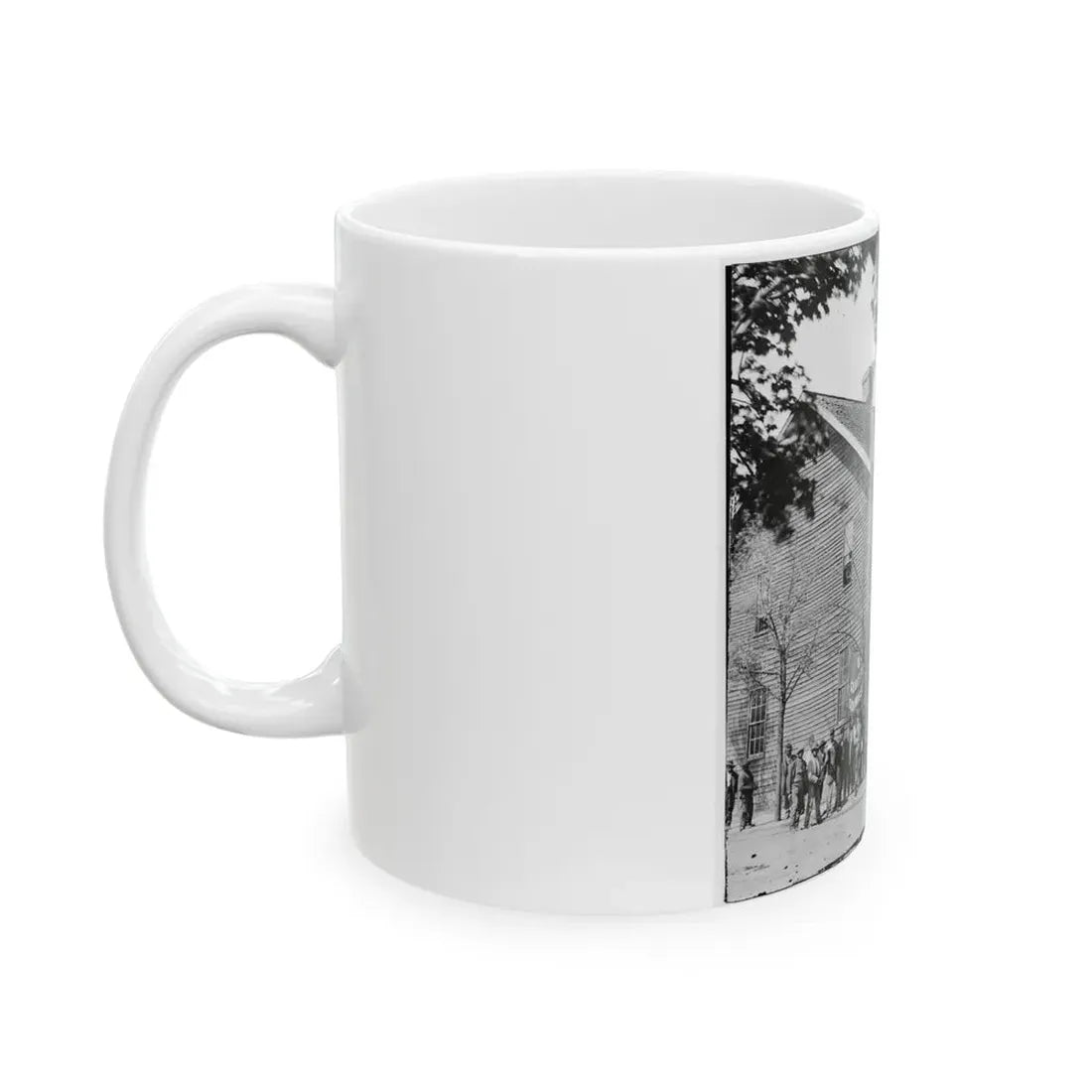 Richmond, Va. Crowd Before Headquarters Of The U.S. Christian Commission (U.S. Civil War) White Coffee Mug - Go Mug Yourself