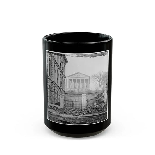 Richmond, Va. Custom House (Left) And Capitol (Center); Rubble In Street (U.S. Civil War) Black Coffee Mug 15oz - Go Mug Yourself