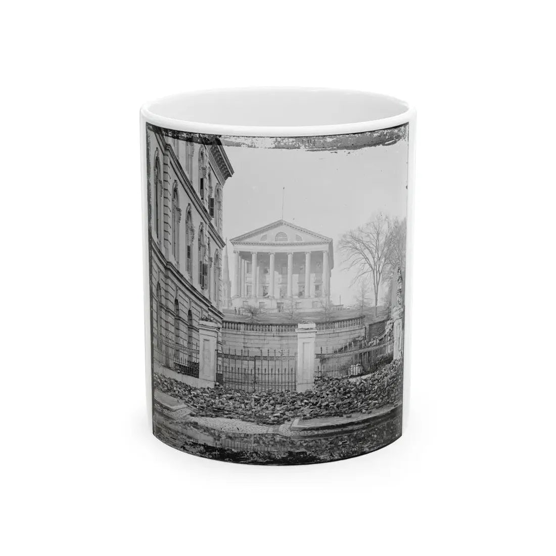 Richmond, Va. Custom House (Left) And Capitol (Center); Rubble In Street (U.S. Civil War) White Coffee Mug 11oz - Go Mug Yourself