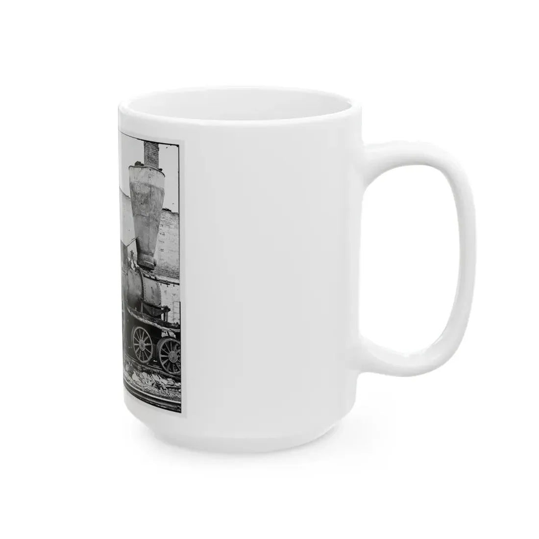 Richmond, Va. Damaged Locomotives (U.S. Civil War) White Coffee Mug - Go Mug Yourself