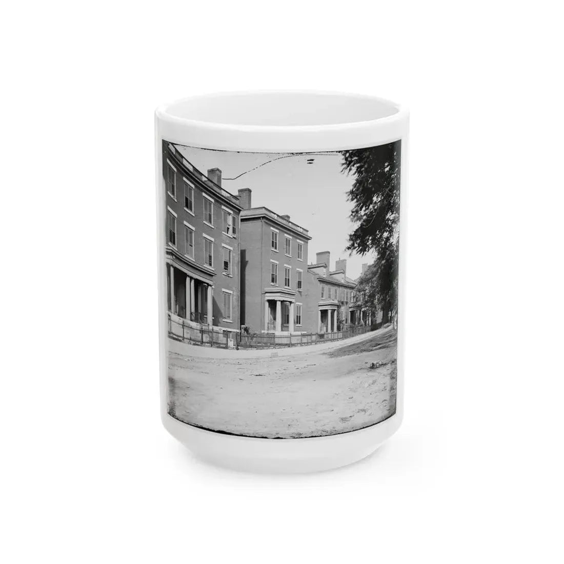 Richmond, Va. Franklin Street, Including The Residence Of Gen. Robert E. Lee (Second From Left) (U.S. Civil War) White Coffee Mug 15oz - Go Mug Yourself