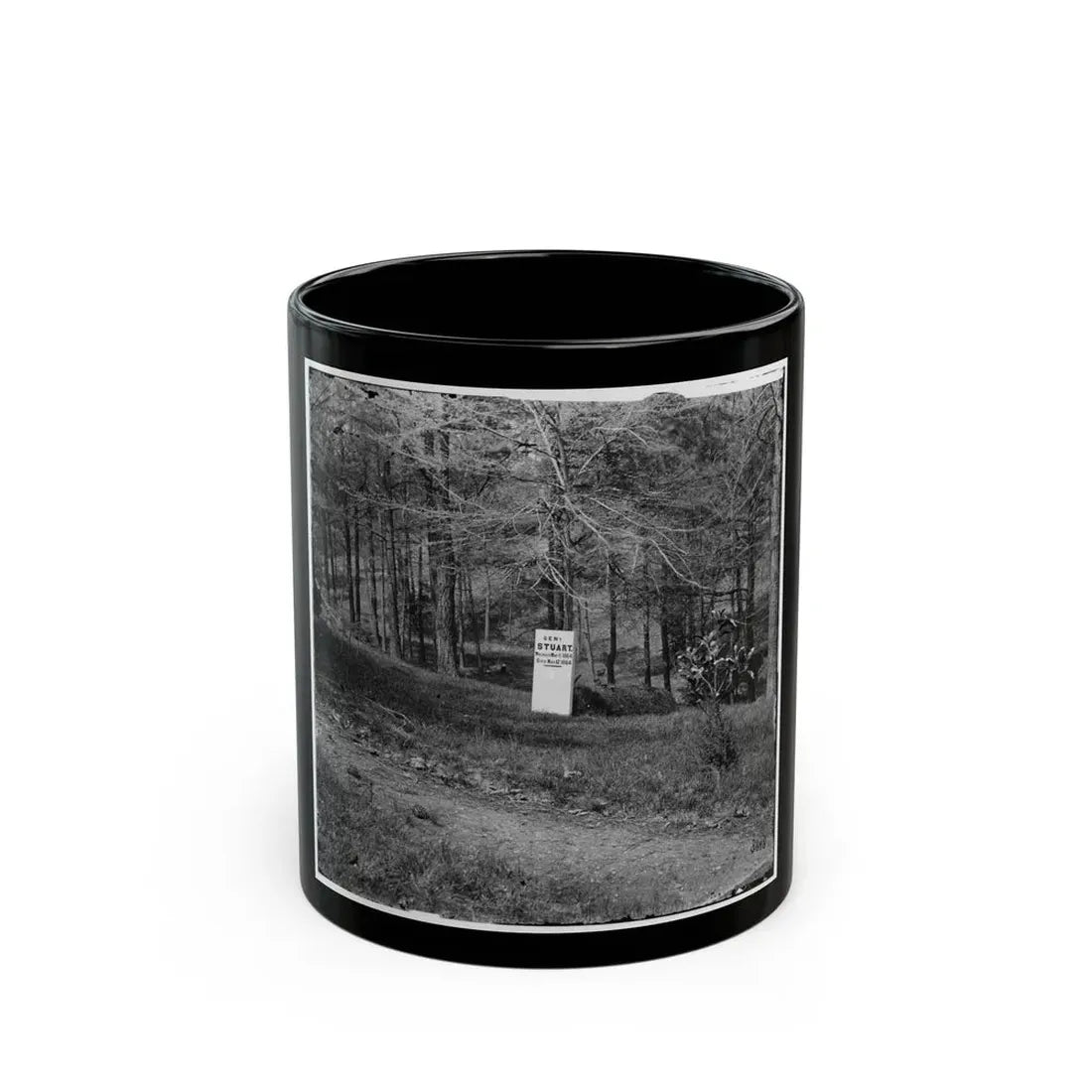 Richmond, Va. Grave Of Gen. J. E. B. Stuart In Hollywood Cemetery, With Temporary Marker (U.S. Civil War) Black Coffee Mug 11oz - Go Mug Yourself