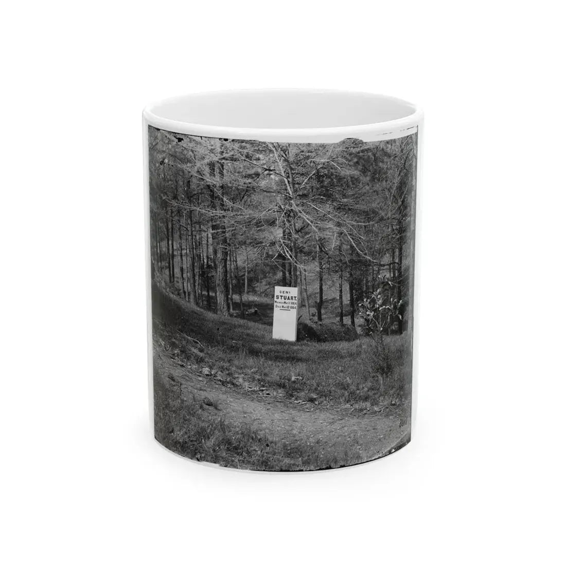 Richmond, Va. Grave Of Gen. J. E. B. Stuart In Hollywood Cemetery, With Temporary Marker (U.S. Civil War) White Coffee Mug 11oz - Go Mug Yourself