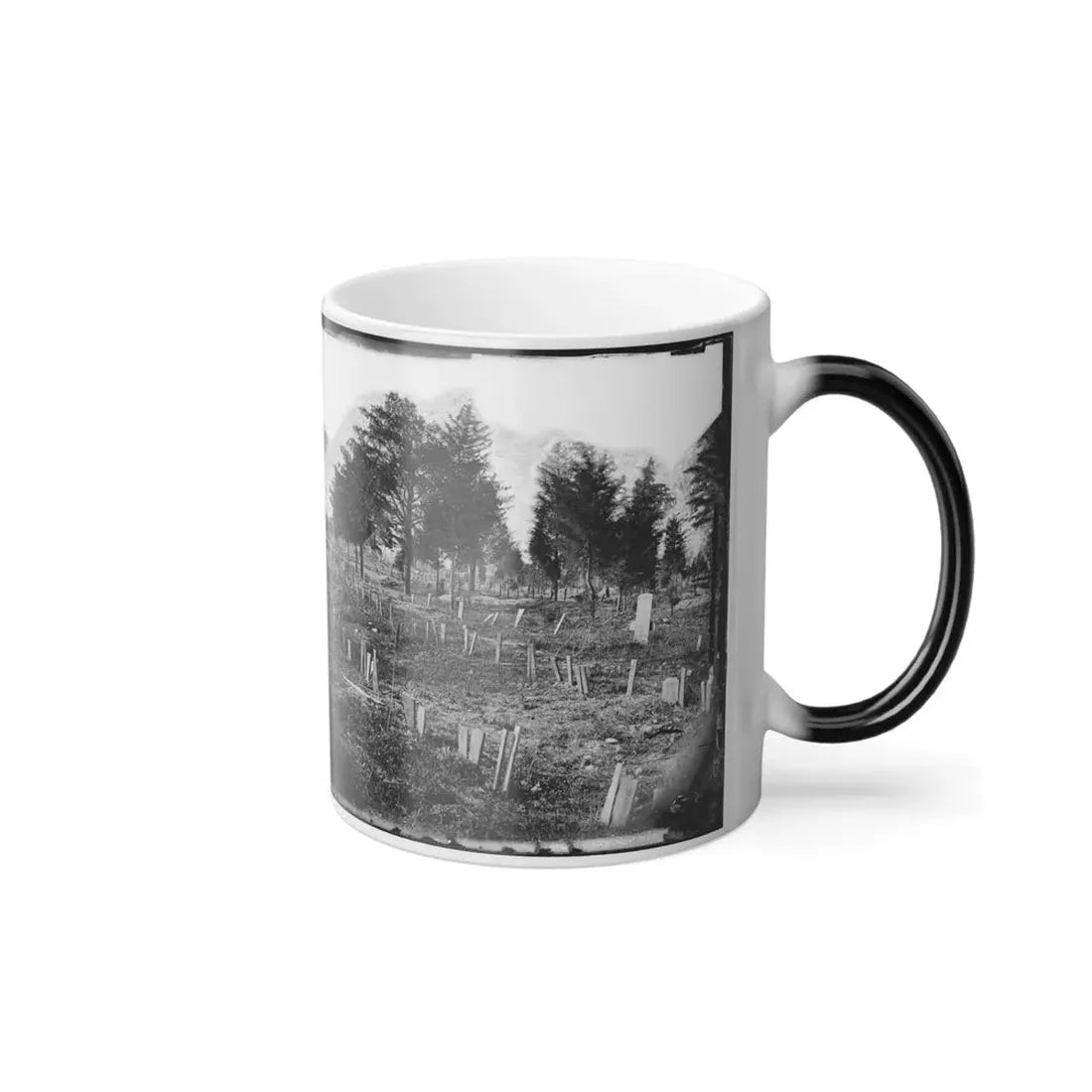 Richmond, Va. Graves of Confederate Soldiers in Oakwood Cemetery, With Board Markers (U.S. Civil War) Color Changing Coffee Mug 11oz - Go Mug Yourself