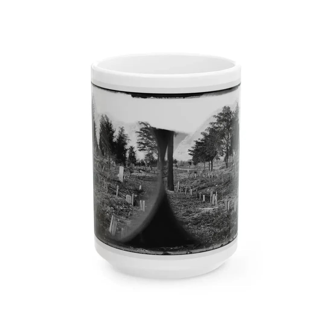 Richmond, Va. Graves Of Confederate Soldiers In Oakwood Cemetery, With Board Markers (U.S. Civil War) White Coffee Mug 15oz - Go Mug Yourself