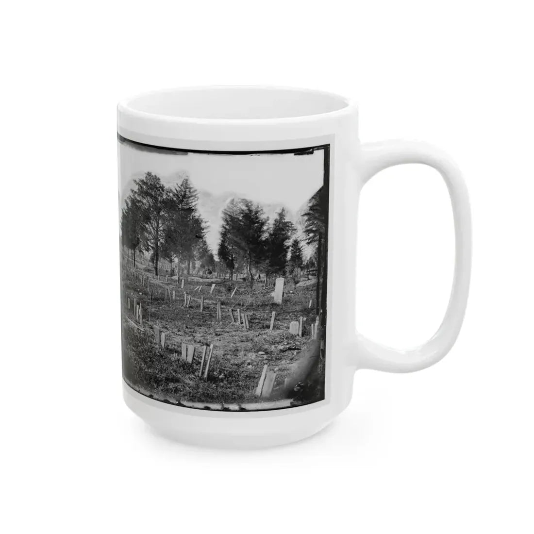 Richmond, Va. Graves Of Confederate Soldiers In Oakwood Cemetery, With Board Markers (U.S. Civil War) White Coffee Mug - Go Mug Yourself