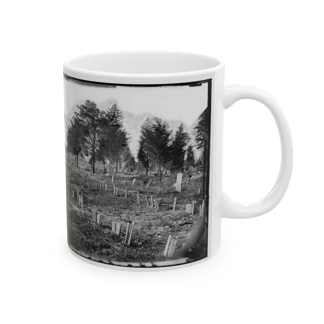 Richmond, Va. Graves Of Confederate Soldiers In Oakwood Cemetery, With Board Markers (U.S. Civil War) White Coffee Mug - Go Mug Yourself