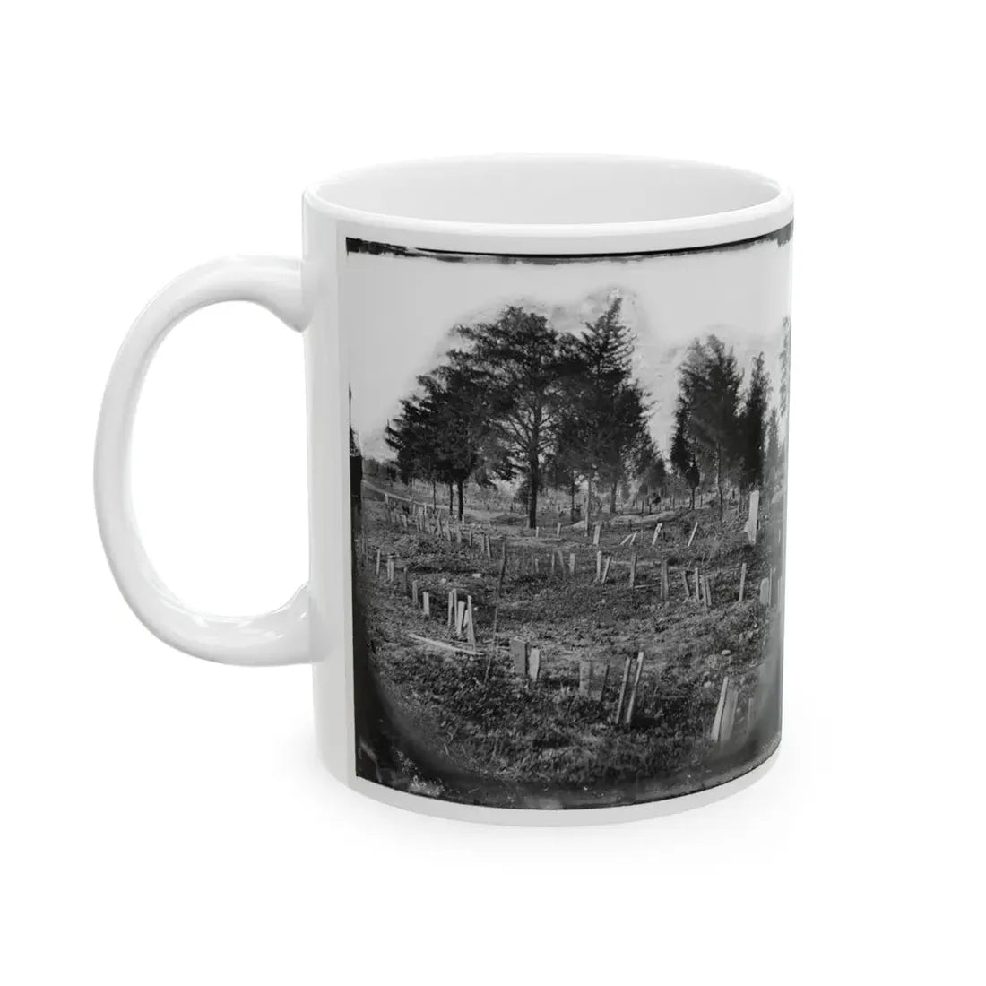 Richmond, Va. Graves Of Confederate Soldiers In Oakwood Cemetery, With Board Markers (U.S. Civil War) White Coffee Mug - Go Mug Yourself