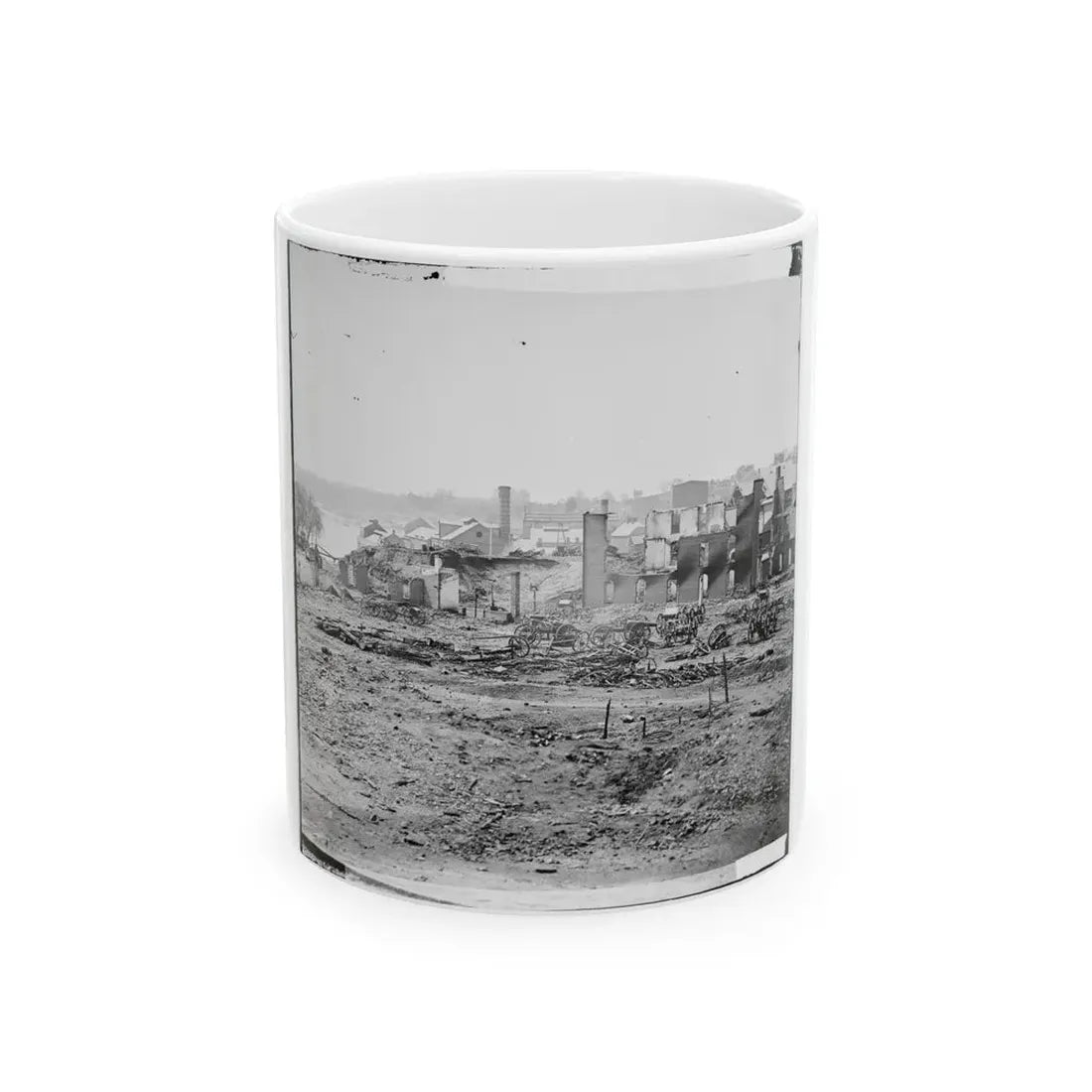 Richmond, Va. Guns And Ruined Buildings Near The Tredegar Iron Works (U.S. Civil War) White Coffee Mug 11oz - Go Mug Yourself