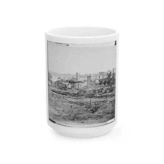 Richmond, Va. Guns And Ruined Buildings Near The Tredegar Iron Works (U.S. Civil War) White Coffee Mug 15oz - Go Mug Yourself