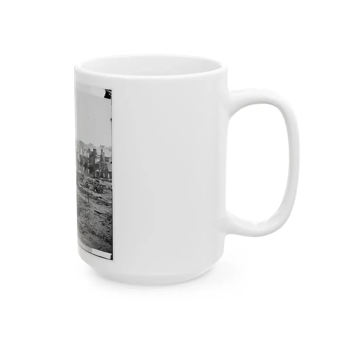 Richmond, Va. Guns And Ruined Buildings Near The Tredegar Iron Works (U.S. Civil War) White Coffee Mug - Go Mug Yourself