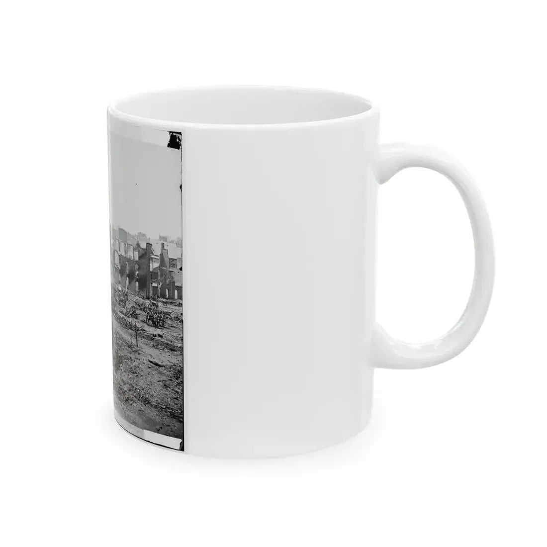 Richmond, Va. Guns And Ruined Buildings Near The Tredegar Iron Works (U.S. Civil War) White Coffee Mug - Go Mug Yourself