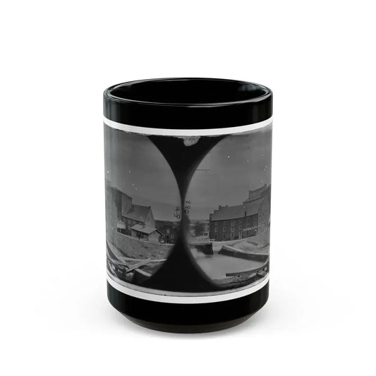 Richmond, Va. Haxall & Crenshaw's Flour Mill; Canal Lock In Foreground (U.S. Civil War) Black Coffee Mug 15oz - Go Mug Yourself