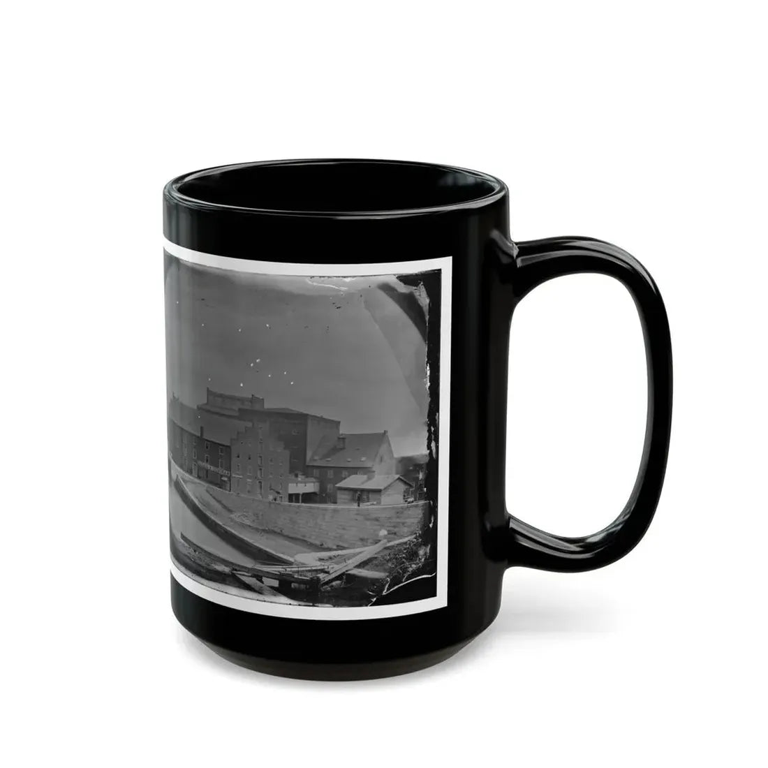 Richmond, Va. Haxall & Crenshaw's Flour Mill; Canal Lock In Foreground (U.S. Civil War) Black Coffee Mug - Go Mug Yourself