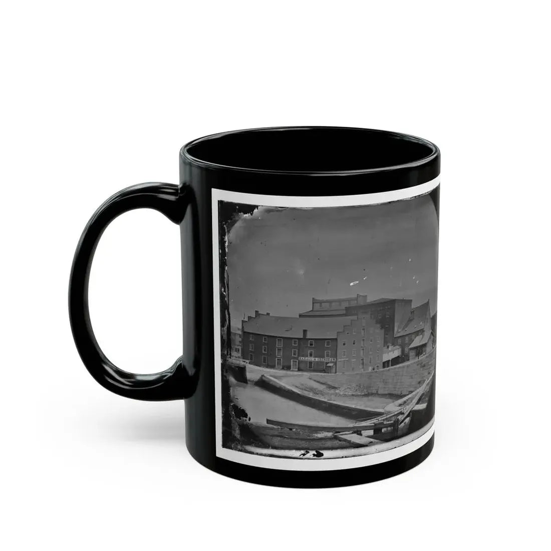 Richmond, Va. Haxall & Crenshaw's Flour Mill; Canal Lock In Foreground (U.S. Civil War) Black Coffee Mug - Go Mug Yourself
